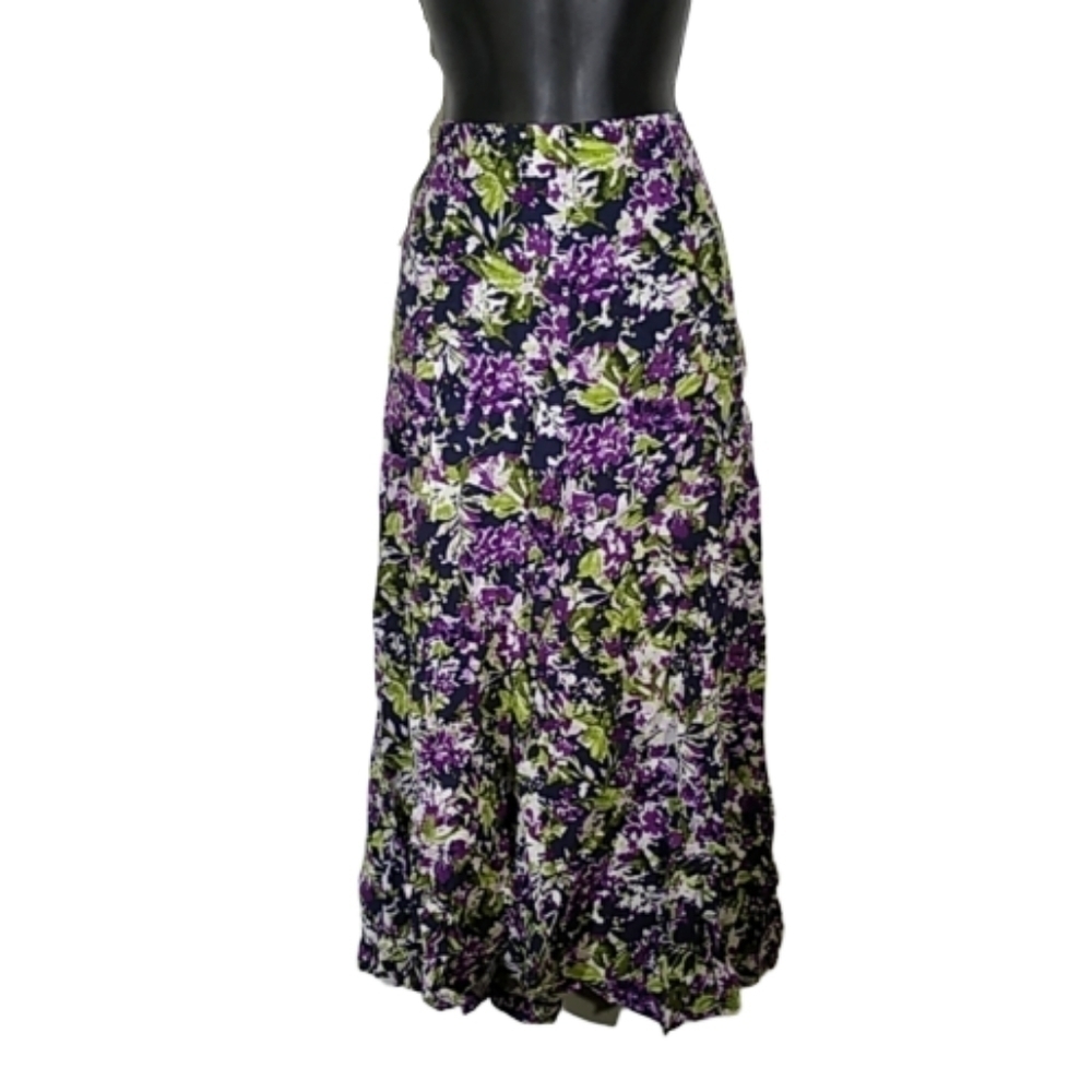 Christopher & Banks Purple Floral Maxi Skirt 4‎